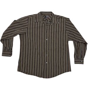 Murano Button-Up Shirt Modern Comfort XLA Striped Men XL Black Beige Gray Casual